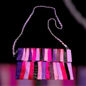 Stunning handmade leather Bali clutch